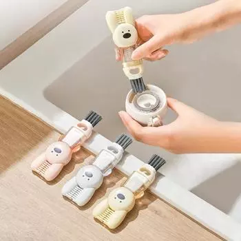 Щетка для чистки углов крышки чашки, гибкая щетина, пищевой компактный размер, портативная многофункциональная щетка для щелей для бутылок жёлтый