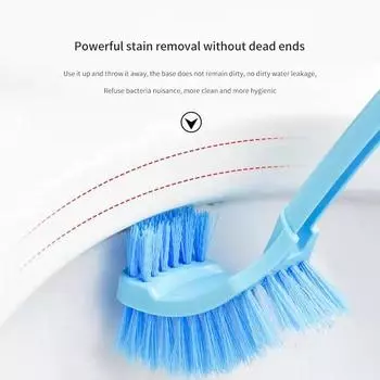 Щетка для чистки унитаза, пластиковая, с длинной ручкой, двухсторонняя, для чистки мертвых углов, мягкая щетина, щетка для унитаза, щетка для чистки швов на полу 1PCS