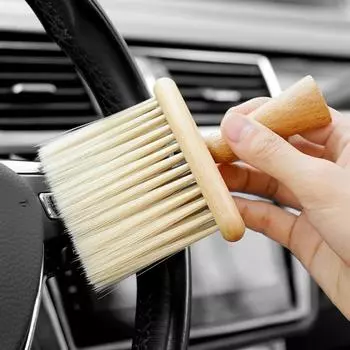 Щетка для чистки воздуховыпускного отверстия автомобиля, маленькая щетка для пыли в салоне автомобиля, артефакт, твердая древесина, мягкие волосы, щетка для пыли, принадлежности для мойки автомобиля 14.5cm8.8cm
