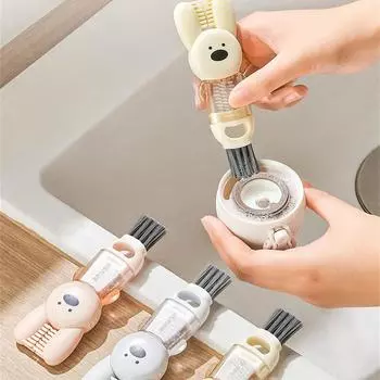 Щетка для чистки зазоров крышки чашки Многофункциональный инструмент для чистки бутылок с изоляцией Эффективный инструмент для борьбы с стойкими пятнами розовый