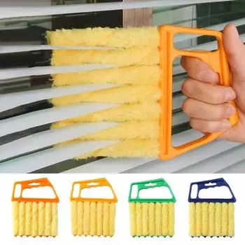 Щетка для чистки жалюзи Эргономичная ручка Легкая мягкая плюшевая не повреждающая щетка для пыли Пластиковый очиститель для жалюзи Инструмент для чистки зелёный