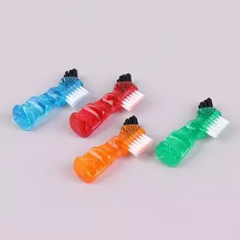 Щетка для чистки зубных протезов с щетиной и эргономичной ручкой, многослойная щетина, щетка для чистки искусственных зубов, средство для ухода за полостью рта красный