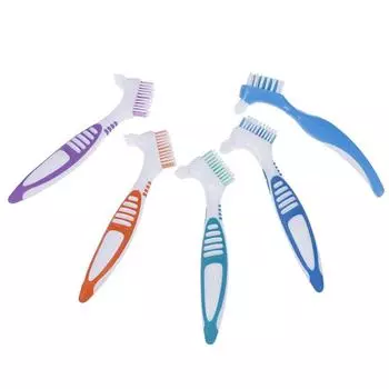 Щетка для чистки зубных протезов Специальная щетка для протезов вставных зубов Зубная щетка для ухода за полостью рта синий