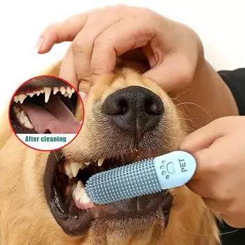Щетка для чистки зубов у собак Силиконовая зубная щетка для собак Зубная щетка на палец Гигиена полости рта у домашних животных Зубная щетка Инструменты для чистки домашних животных Товары для животных