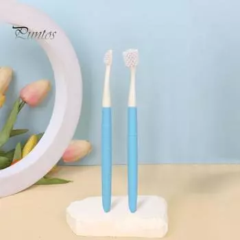 Щетка для чистки зубов у собак, вращающаяся на 360 градусов зубная щетка для собак с 1 сменной головкой, мягкая щетина, инструмент для ухода за зубами домашних животных для средних и крупных собак синий/белый