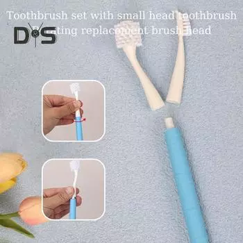 Щетка для чистки зубов у собак, вращающаяся на 360 градусов зубная щетка для собак с 1 сменной головкой, мягкая щетина, инструмент для ухода за зубами домашних животных для средних и крупных собак белый/синий