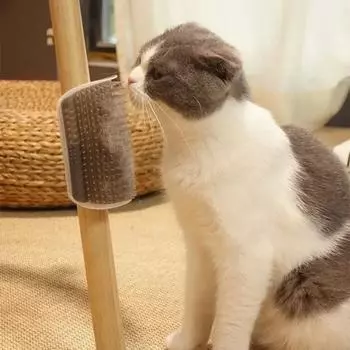 Щетка для домашних животных, расческа для кошек, аксессуары, мягкая игрушка для кошек, устройство для ухода за собой, скребок для лица, скребки, домашние вещи, паровые питомцы для кошек серый