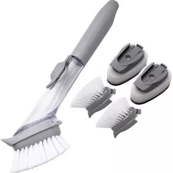 Щетка для дозирования мыла, автоматическая кухонная щетка с длинной ручкой для наполнения жидкостью 24x8x4.5cm серый