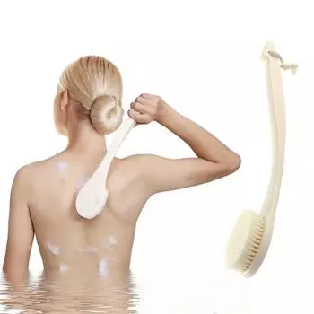 Щетка для душа с длинной ручкой для глубокого отшелушивания и быстрого пенообразования Нескользящая ручка Мягкая щетина Освежающий аксессуар для ванной комнаты белый