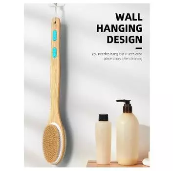 Щетка для душа с мягкой и жесткой щетиной. Двусторонний скребок для ванны с длинной ручкой. Скруббер для спины. Отшелушивающее средство для тела для влажной или сухой чистки.