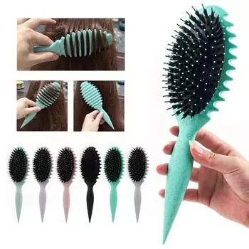 Щетка для формирования локонов с антистатической мягкой щетиной Массажер для кожи головы Расческа с воздушной подушечкой для вьющихся волос абрикосовый