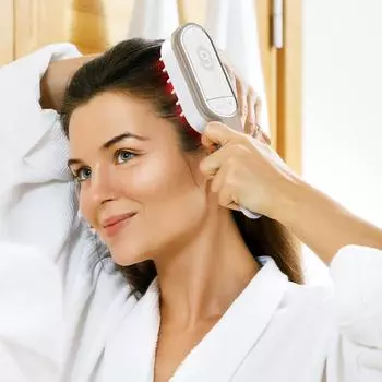 Щетка для фототерапии, расческа для кожи головы, беспроводной массажер для головы со светодиодным дисплеем, против выпадения волос, для снятия усталости, лазерная расческа для роста волос розового золота