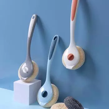 Щетка для горшков, нержавеющая круглая головка, легкая, отличная мойка для мытья посуды с нейлоновой щетиной для дома