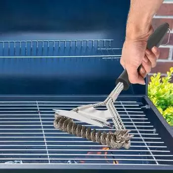 Щетка для гриля без щетины 16,4 Щетка для гриля из нержавеющей стали для очистки уличного гриля, термостойкая для барбекю