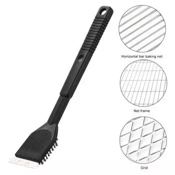 Щетка для гриля без щетины со скребком из нержавеющей стали для пара, универсальный инструмент для чистки решеток для грилей F