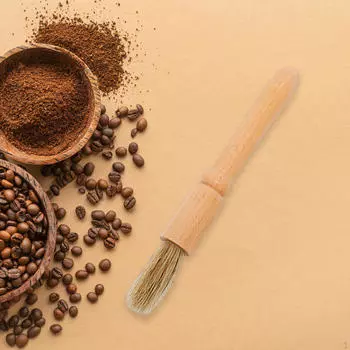 Щетка для кофемолки 18,6 см, чистка кофейной гущи, аксессуары, инструмент для чистки, деревянная ручка, маленькая Thin Handle