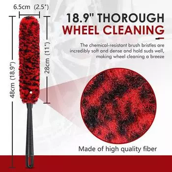 Щетка для колес автомобиля. Специальная щетка для мойки колес. Щетка для очистки зазоров в сетке. Ручная щетка для чистки. 48cm6.5cm красный