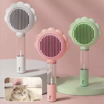 Щетка для кошачьей шерсти с распылителем воды Многофункциональная 3 в 1 щетка для чистки шерсти домашних животных Для длинных коротких волос зелёный