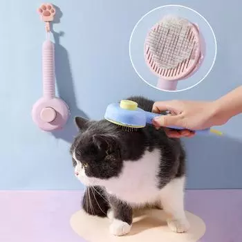 Щетка для кошек, плавающая расческа для удаления шерсти, самоочищающаяся, для собак, кошек, игольчатая щетка, волшебная массажная расческа, принадлежности для ухода за домашними животными CHINA зелёный