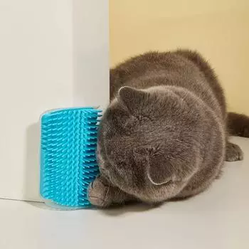 Щетка для кошек, расческа, игрушка для кошек с кошачьей мятой, настенная щетка для кошек, угловая массажная расческа для самостоятельного ухода за кошкой, расческа для расчесывания котят щекочущей расческой серый
