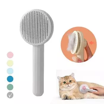 Щетка для кошек, самоочищающаяся щетка-пуходерка для кошек, собак, удаляет волосы с домашних животных, расческа для удаления волос, инструмент для ухода за домашними животными, аксессуары для кошек 20x7.5cm розовый