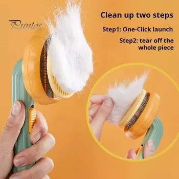 Щетка для кошек Щетка для собак с кнопкой разблокировки в одно касание для выпадения Самоочищающаяся расческа для домашних животных Щетка для ухода за волосами Набор для ухода за домашними животными Инструмент для удаления волос зелёный