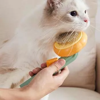 Щетка для кошек Щетка для собак с кнопкой разблокировки в одно касание для удаления самоочищающейся расчески для домашних животных зелёный