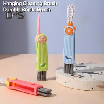 Щетка для крышки чашки 3-в-1 Компактная конструкция Прочная щетина Многофункциональная щетка для очистки зазоров для эффективной очистки красный