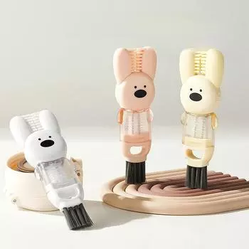 [Щетка для крышки чашки кролика] Щетка для крышки чашки 3 в 1, изолированная щетка для очистки зазоров в чашке для воды, щетка для очистки бутылок, артефакт жёлтый