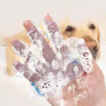 Щетка для купания домашних животных 1 шт., для собак и кошек, для чистки, массажа, разглаживания шерсти, удаления пуха, расческа ладонного типа с 5 пальцами, наборы принадлежностей синий