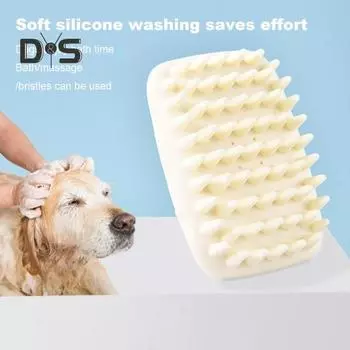 Щетка для купания домашних животных 2-в-1, массажная расческа для спа, мягкий силиконовый инструмент для ухода за шерстью, средство для чистки шерсти в душе для домашних животных, щетка-дозатор для жидкости, принадлежности для животных синий