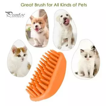 Щетка для купания домашних животных для собак Силиконовая щетка для ухода за собаками для душа Массажная щетка для контроля линьки Длинные короткие волосы Домашние животные Аксессуары для ухода за щенками зелёный