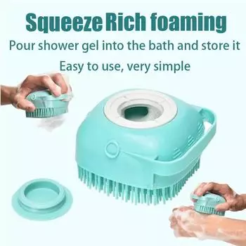 Щетка для купания домашних животных Мягкий силиконовый массажер Гель для душа Щетка для купания Чистые инструменты Расческа для чистки собак и кошек Принадлежности для ухода синий