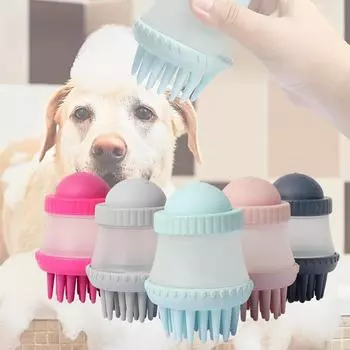 Щетка для купания и массажа домашних животных с местом для хранения для собак Pink bath storage (card attached). 92645 розовый