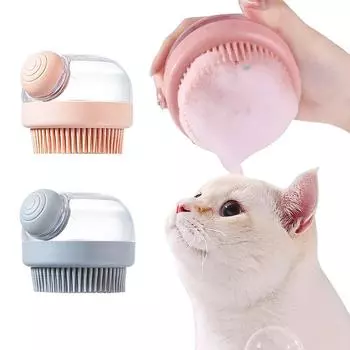 Щетка для купания собак, расческа для кошек, щетка для груминга, щетка для душа для домашних животных, безопасная силиконовая расческа с коробкой для шампуня для собак и кошек, инструменты для чистки ванны