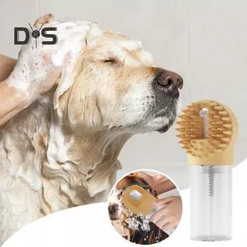 Щетка для купания собак, силиконовая щетка для душа для домашних животных, массажная щетка для ухода за собаками, скребок для шампуня, расческа для купания длинных и короткошерстных кошек и собак бежевый