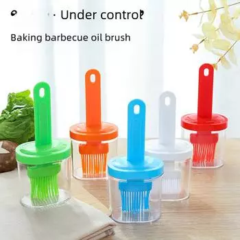Щетка для масла из силикона, устойчивая к высоким температурам, со встроенной бутылкой для кухни и барбекю Silicone Brush Head белый