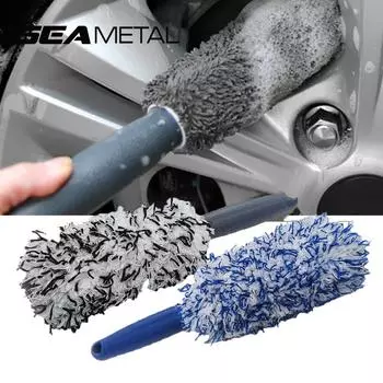 Щетка для мойки автомобиля SEAMETAL Щетка для обода колеса из микрофибры премиум-класса для автомобиля с пластиковой ручкой Type A чёрный/белый