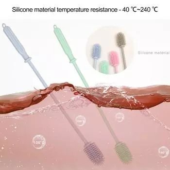 Щетка для мытья бутылок с отверстием для подвешивания, удобная круглая головка для мытья емкостей с узким горлышком для дома S розовый