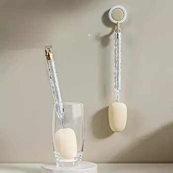 Щетка для мытья чашек с длинной ручкой, щетка для чистки детских бутылочек, щетка для чистки чашек с водой, губчатая щетка для очистки и дезинфекции 27.5*5cm серебряный