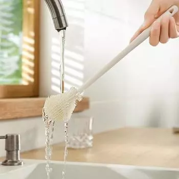 Щетка для мытья чашек с длинной ручкой, съемная щетка для чистки, щетка для очистки щелей для машины для разбивания стеклянных стенок белый
