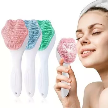 Щетка для мытья лица, женские мягкие волосы для удаления черных точек, глубокая очистка пор, мытье грязи, артефакты для очищения лица синий