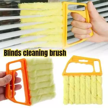 Щетка для мытья окон Микрофибра Чистка кондиционера Пылесос Чистящее средство для мытья жалюзи Чистящая салфетка для лезвий Кухонный инструмент 1PCS оранжевый