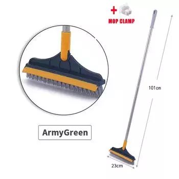 Щетка для мытья плитки со скребком, с отжимом, регулируемая в 3 секциях, щетка для ванной с длинной ручкой, V-образная щетина L