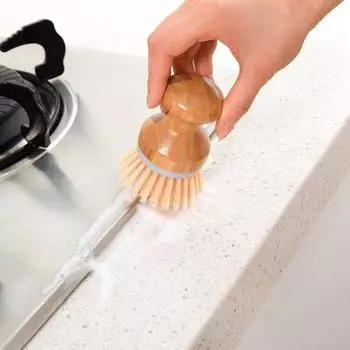 Щетка для мытья плиты Yousheng, влагостойкая, прочная, многоразовая, из ПЭТ, деревянная щетка для мытья посуды, кухонный инструмент серый