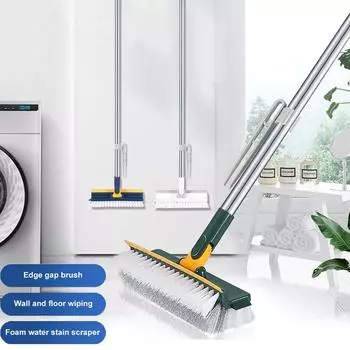 Щетка для мытья полов 3 в 1 с длинной ручкой, съемная, регулируемая, швабра, инструменты для чистки плитки, волшебная щетка для кухни и ванной комнаты темно-зеленого