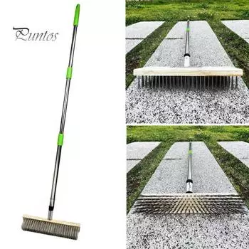 Щетка для мытья полов с металлической щетиной, проволочная щетка из нержавеющей стали с длинной ручкой, для удаления мха, жесткая щетина, щетка для чистки бетонного пола на открытом воздухе зелёный