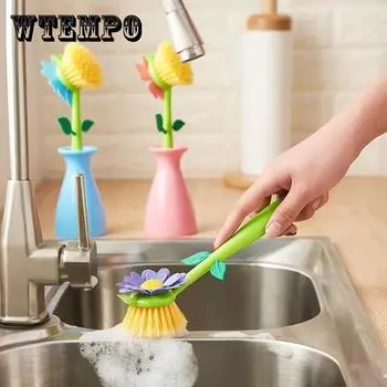 Щетка для мытья посуды Артефактная щетка для мытья посуды Щетка для мытья посуды с длинной ручкой Щетка для кухонной чистки с ручкой 25*7cm синий