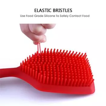 Щетка для мытья посуды из маслянистого силикона, щетки для мытья кастрюль с длинной ручкой, многоцелевые кухонные чистящие средства, губка для мытья посуды красный