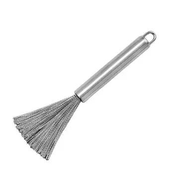 Щетка для мытья посуды из нержавеющей стали, 20 см, длинная ручка, щетка для чистки тарелок и мисок